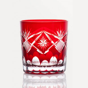 Old glass bright light and fish red