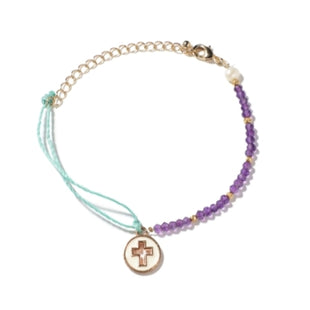 Tayi bracelet: white cross & amethyst