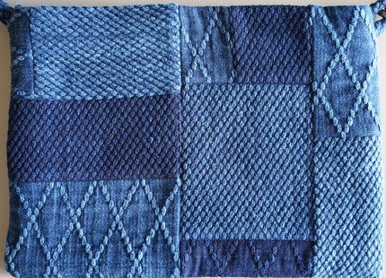 Bushu true indigo dyeing patchwork sacoche double sashiko