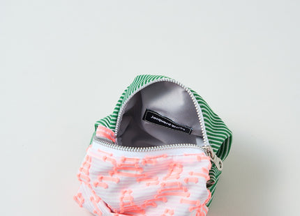 Caramel pouch pink triangle × green stripe