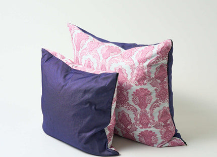 Cushion cover pink damask × blue jeans M