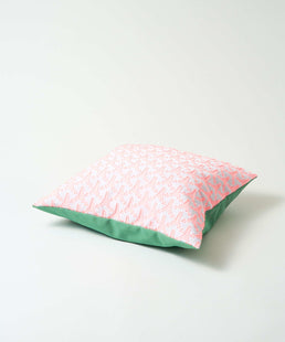 Cushion cover pink triangle × green stripe L