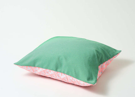 Cushion cover pink triangle × green stripe L