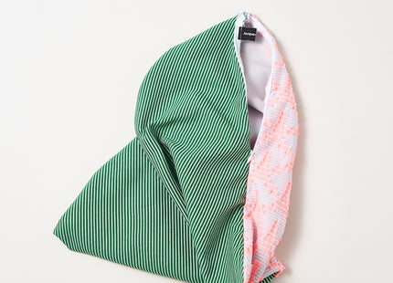 Cushion cover pink triangle × green stripe L