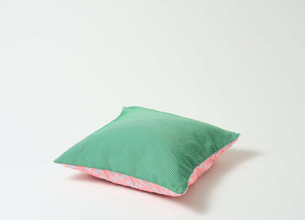 Cushion cover pink triangle × green stripe M