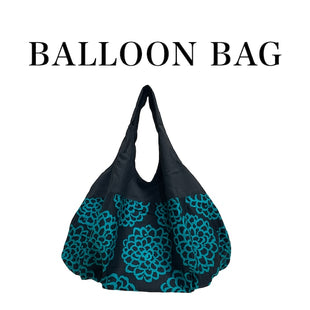 Dahlia print balloon bag (black x green)