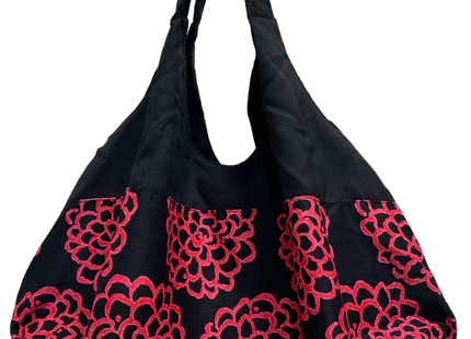 Dahlia print balloon bag (black x magenta)