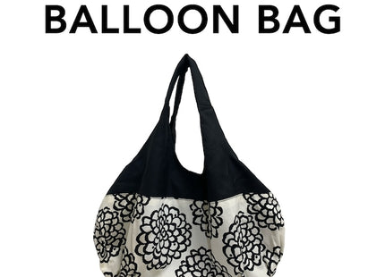 Dahlia print balloon bag (black x white)