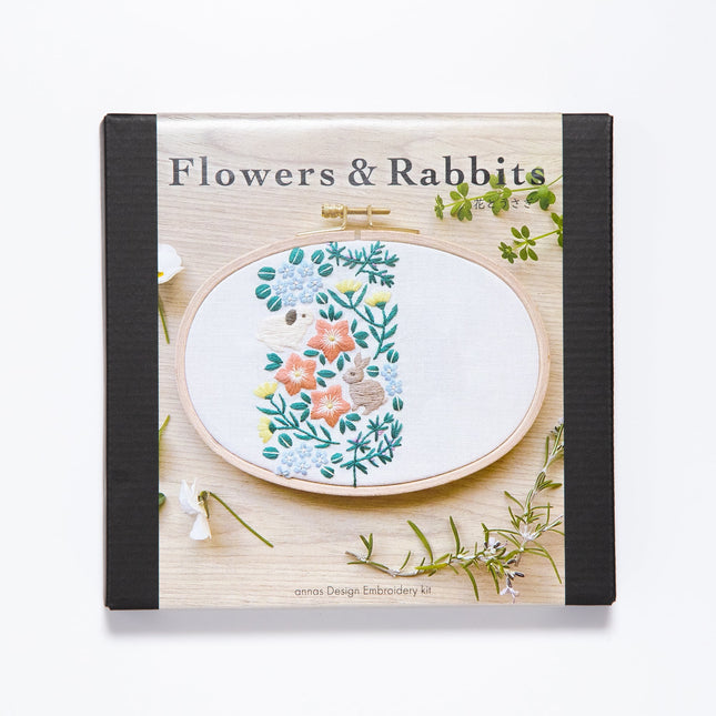 Flower and rabbit embroidery kit