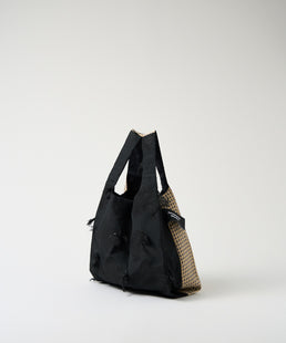 TWINS bag black demekin × beige check S