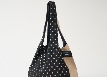 TWINS bag gold dots × beige glitter M