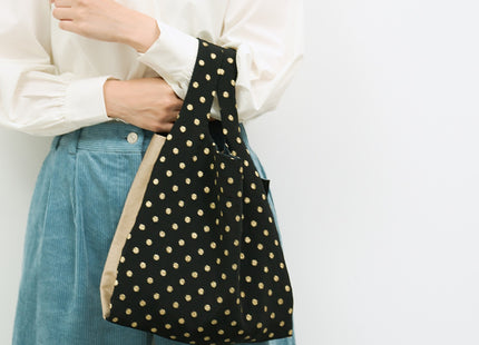 TWINS bag gold dots × beige glitter S