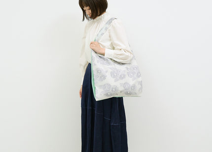 TWINS bag gray flower × ice green L