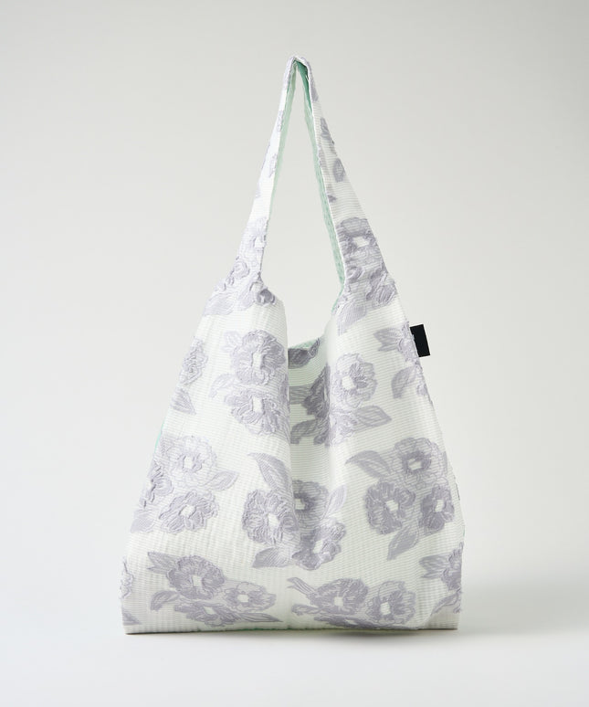 TWINS bag gray flower × ice green L