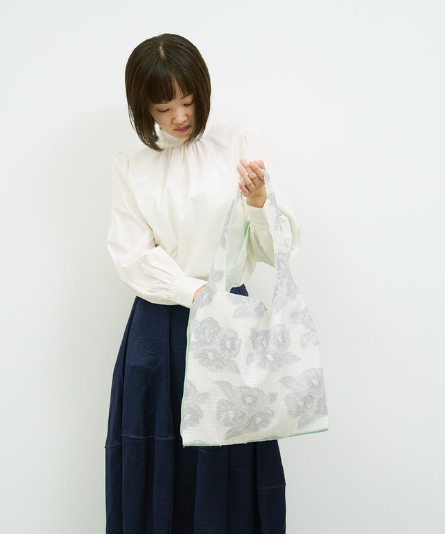 TWINS bag gray flower × ice green M