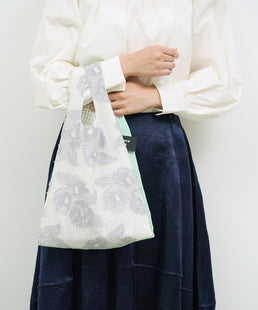 TWINS bag gray flower × ice green S