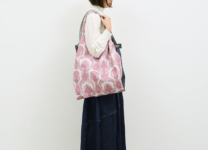 TWINS bag pink damask × blue jeans L