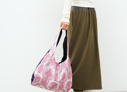 TWINS bag pink damask × blue jeans M