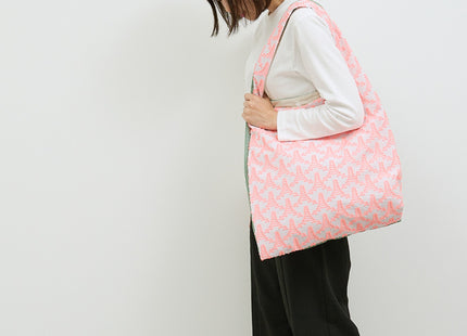 TWINS bag pink triangle × green stripe L