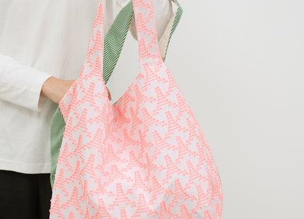 TWINS bag pink triangle × green stripe L