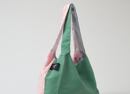 TWINS bag pink triangle × green stripe M