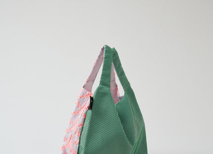 TWINS bag pink triangle × green stripe S