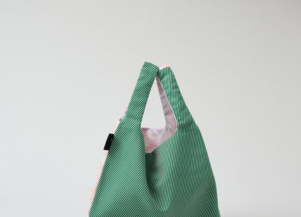 TWINS bag pink triangle × green stripe S