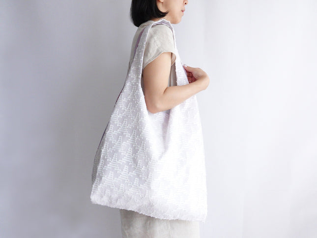 TWINS bag white triangle × pink marble L