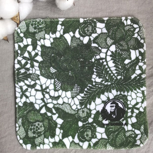 cotton100% “Green lace” mini towel handkerchief handkerchief gift present