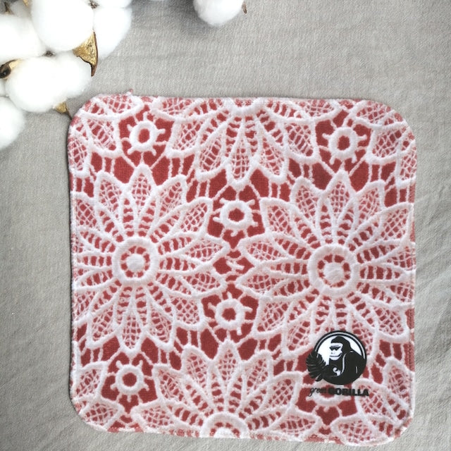 cotton100% “Red lace” mini towel handkerchief present handkerchief gift