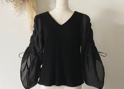 gathered sleeve rib knit