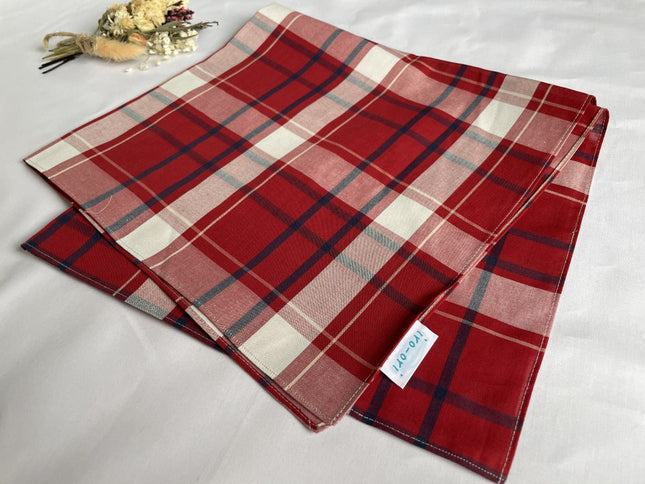 wrapping cloth Banshu Ori Furoshiki  50 x 50cm Red x white plaid pattern