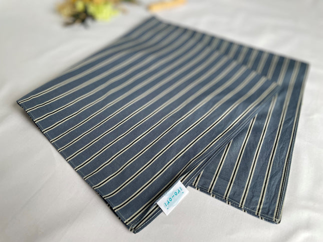 wrapping cloth Banshu Ori Furoshiki  50 x 50cm Blue gray x beige striped pattern