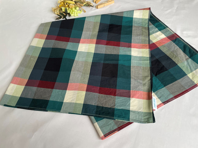 wrapping cloth Banshu Ori Furoshiki  70 x 70 cm Green color check pattern