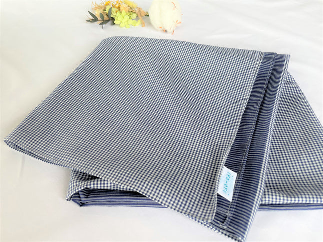 wrapping cloth Banshu Ori Furoshiki 100 x 100 cm Navy color check & border pattern