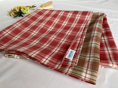 wrapping cloth Banshu Ori Furoshiki 100 x 100 cm Red x brown check pattern