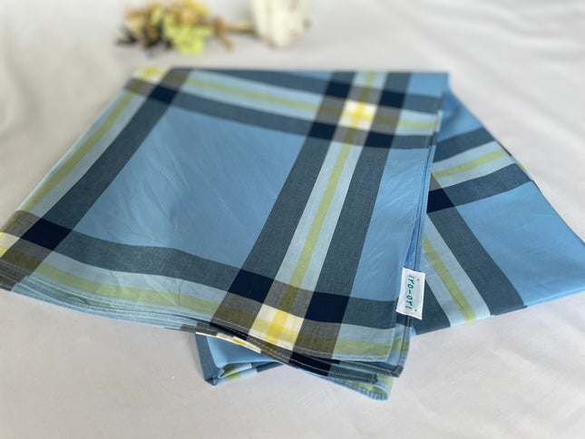 wrapping cloth Banshu Ori Furoshiki 100 x 100 cmSky blue x yellow check large pattern