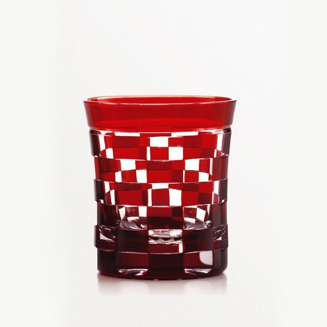 Mini old glass checkered pattern red