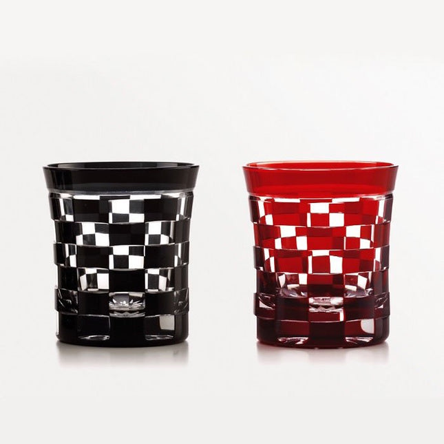 Mini old glass checkered pattern pair