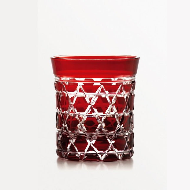 Mini old glass hexagonal basket pattern red