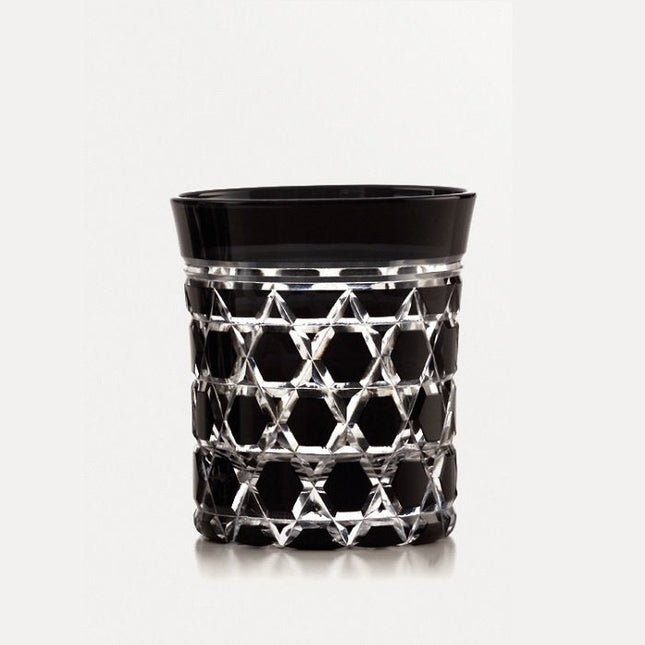 Mini old glass hexagonal basket pattern black