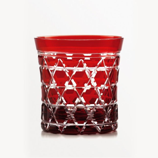 Old glass hexagonal basket pattern red