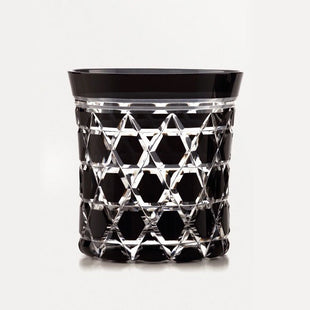 Old glass hexagonal basket pattern black