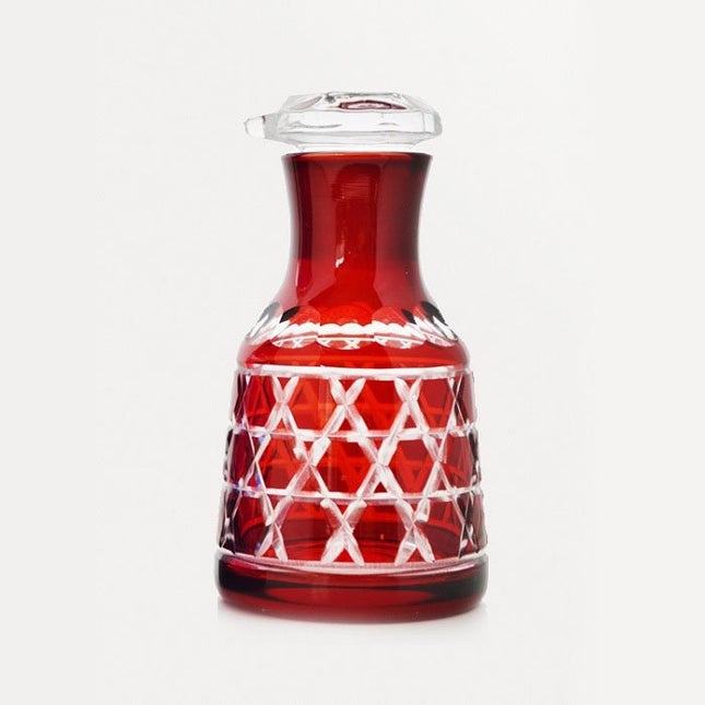 Soy sauce jug hexagonal basket pattern red